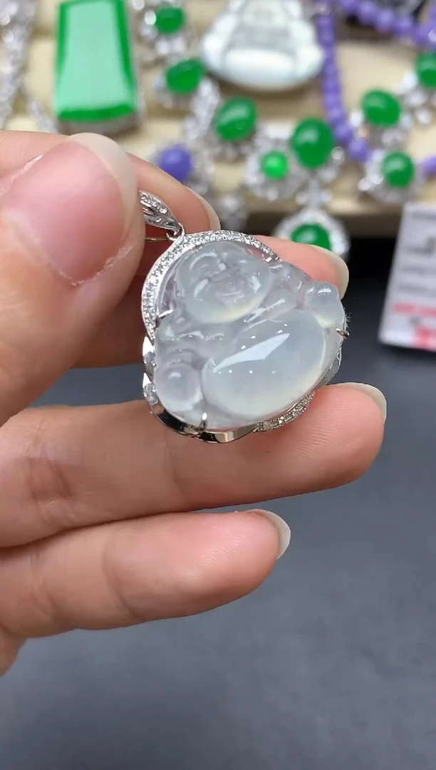 翡翠18K金镶嵌颈饰528-中国好珍宝