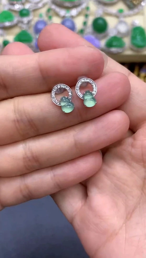 18K金镶嵌翡翠耳饰76-中国好珍宝