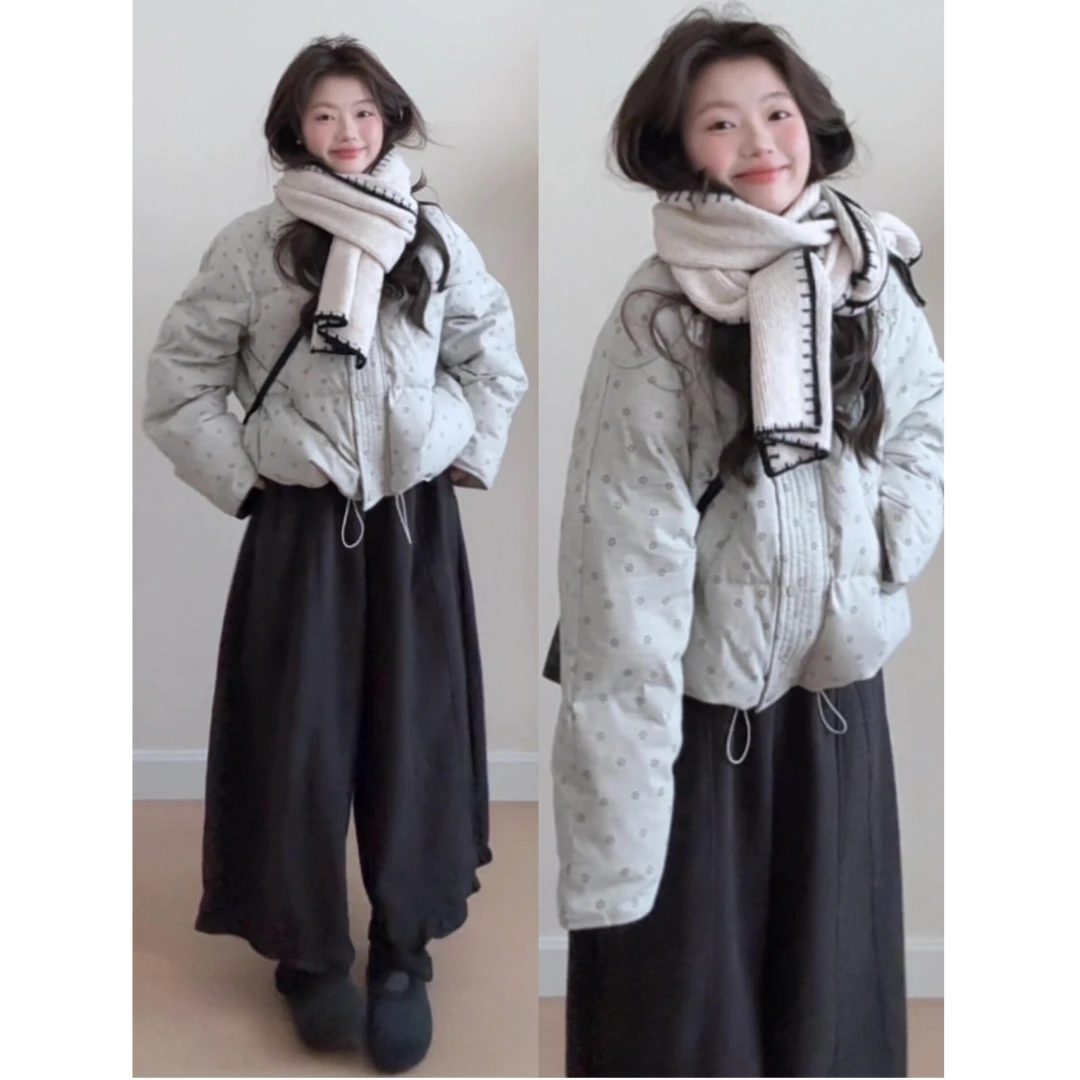 MARIE.COCO韩系立领碎花棉服女冬新款洋气百搭加厚保暖面包服外套