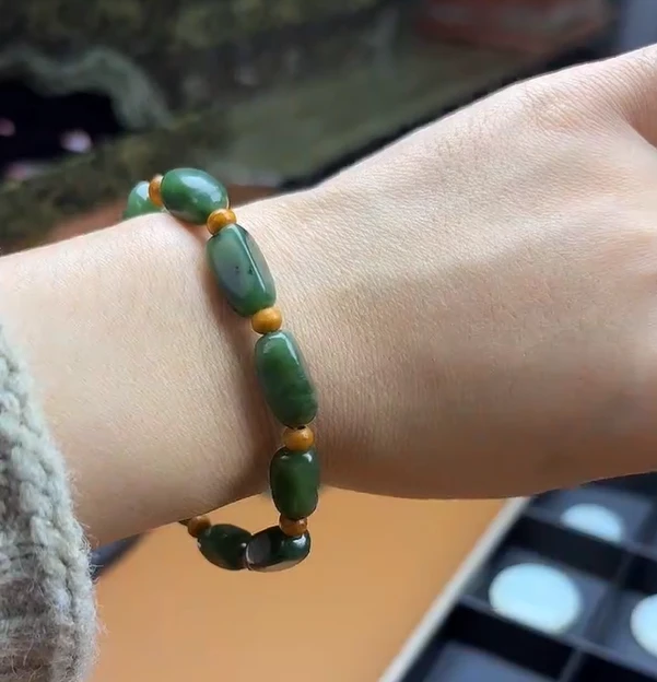 开播福利 保真天然和田碧玉老料手串 随形手串多样性拍一发一