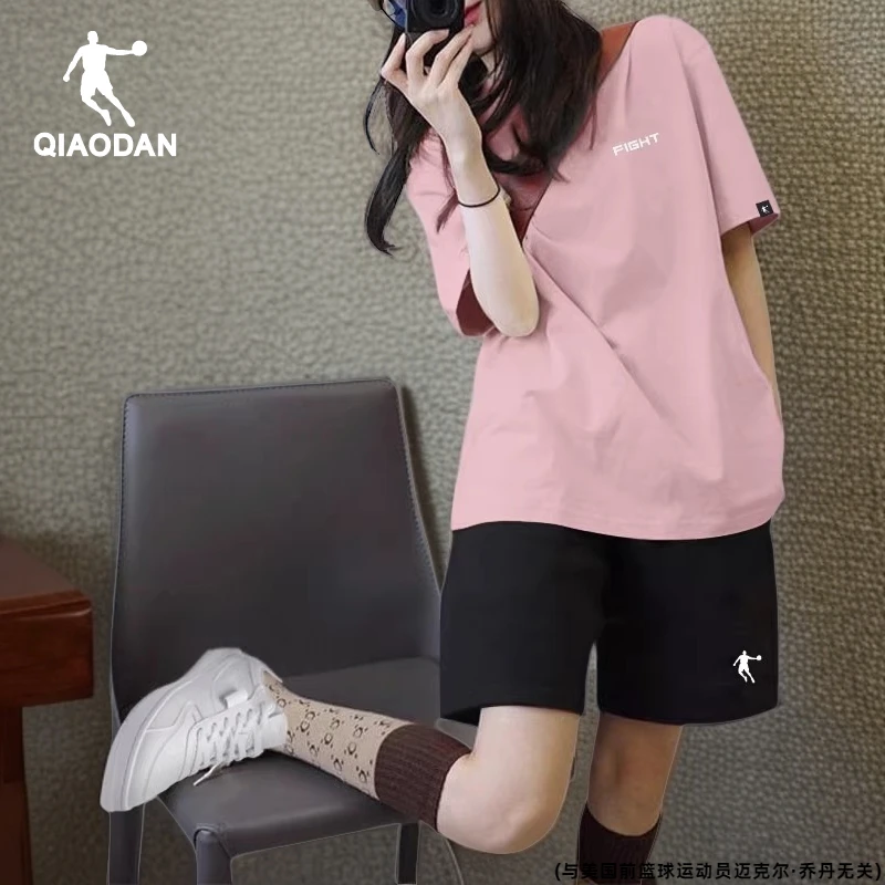 乔丹女运动套装短袖短裤夏款跑步休闲套装显瘦宽松两件套大码ins