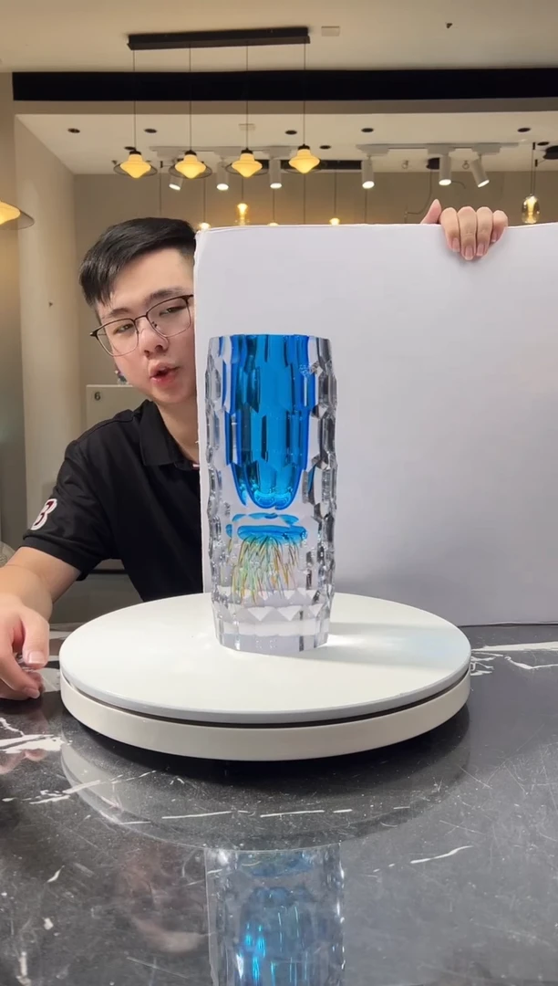 摆件巴比特美学-蓝色水母冷磨花器