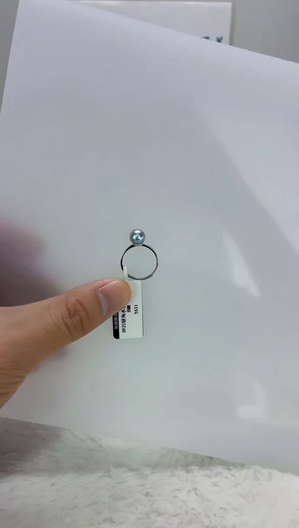 银S925镶嵌DA海水珍珠海水灰珠戒指7-8 y631