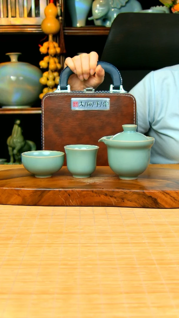 仿古釉小满快客手抓壶赠两杯