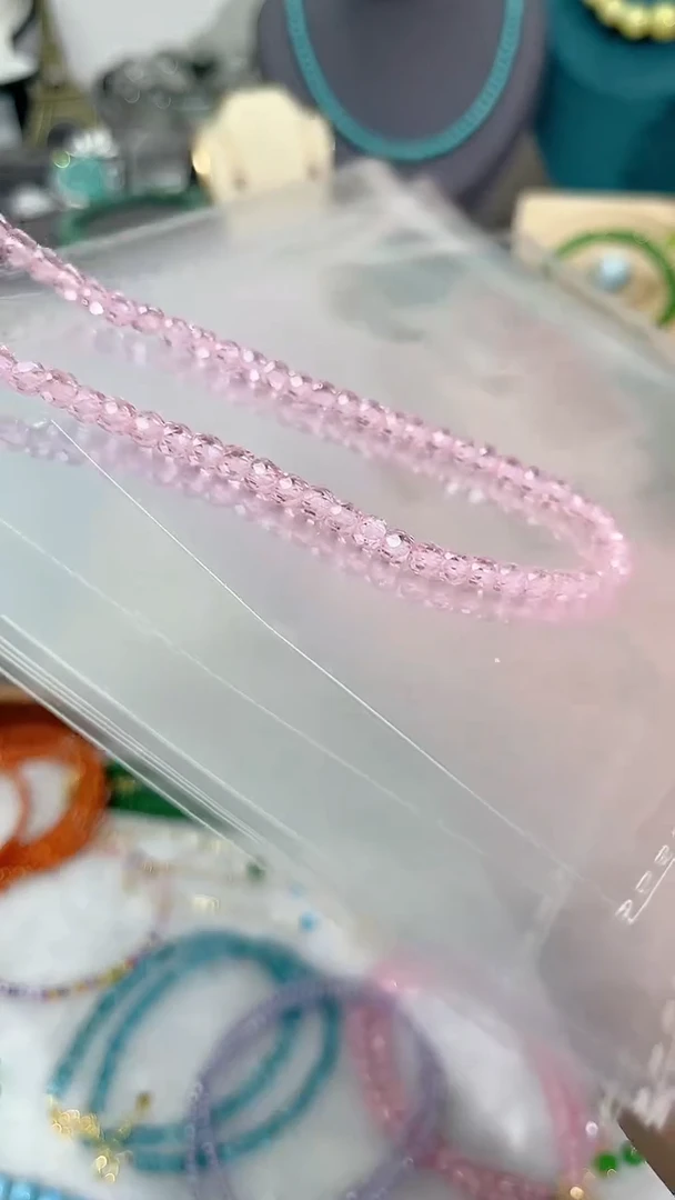 【闪购商品】锆石苏联钻项链银S925镶嵌粉色99