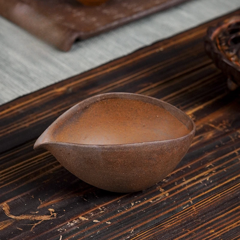 复古风格老陶泥素烧裸烧还原烧分茶器创意素烧水滴公道杯