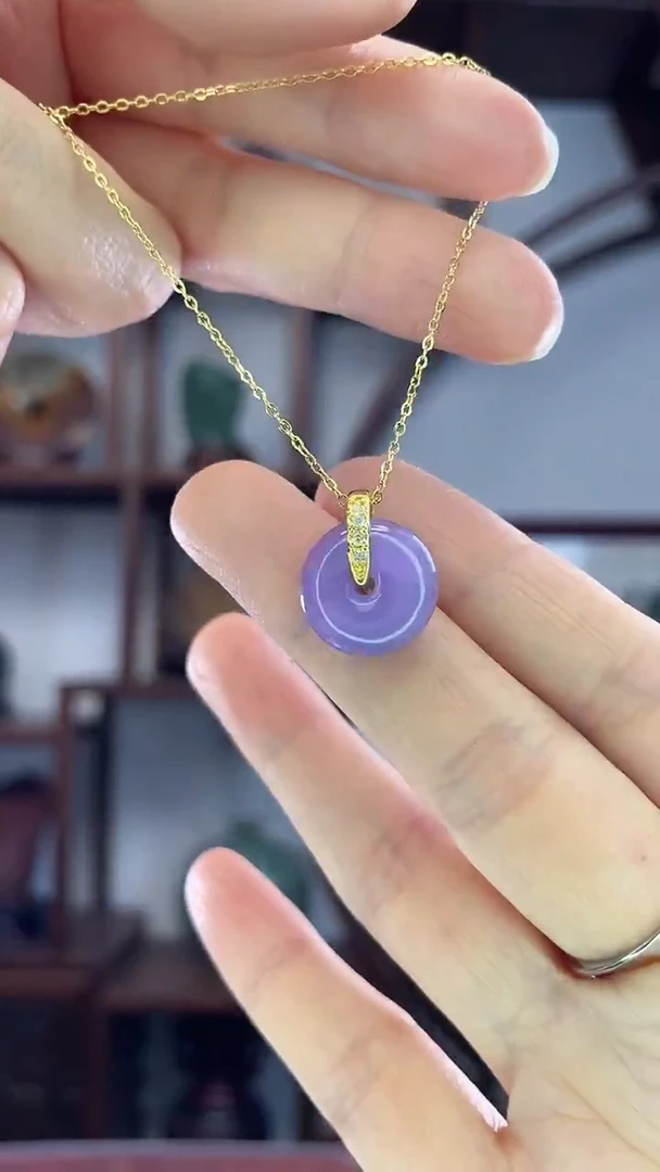 吊坠(赠链)未镶嵌翡翠D41紫翡平安扣