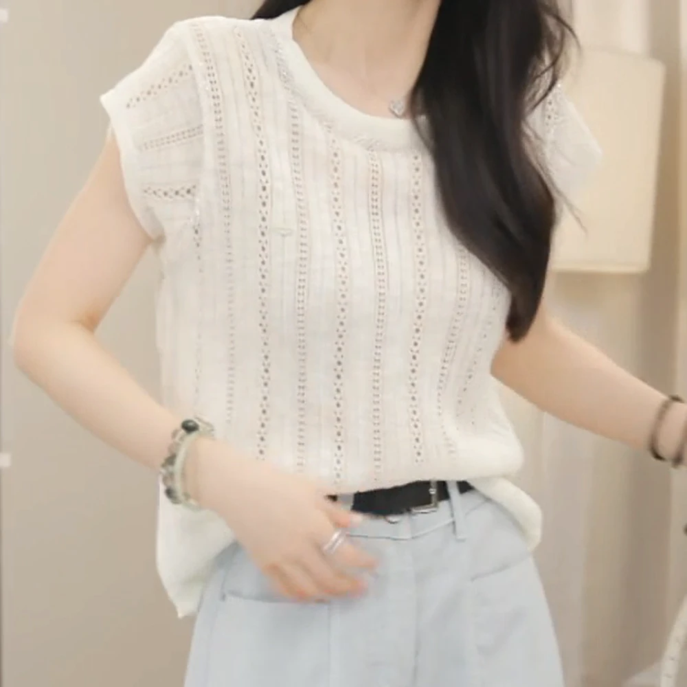 【云漫川雨】夏季新款时尚百搭休闲设计师上衣针织衫