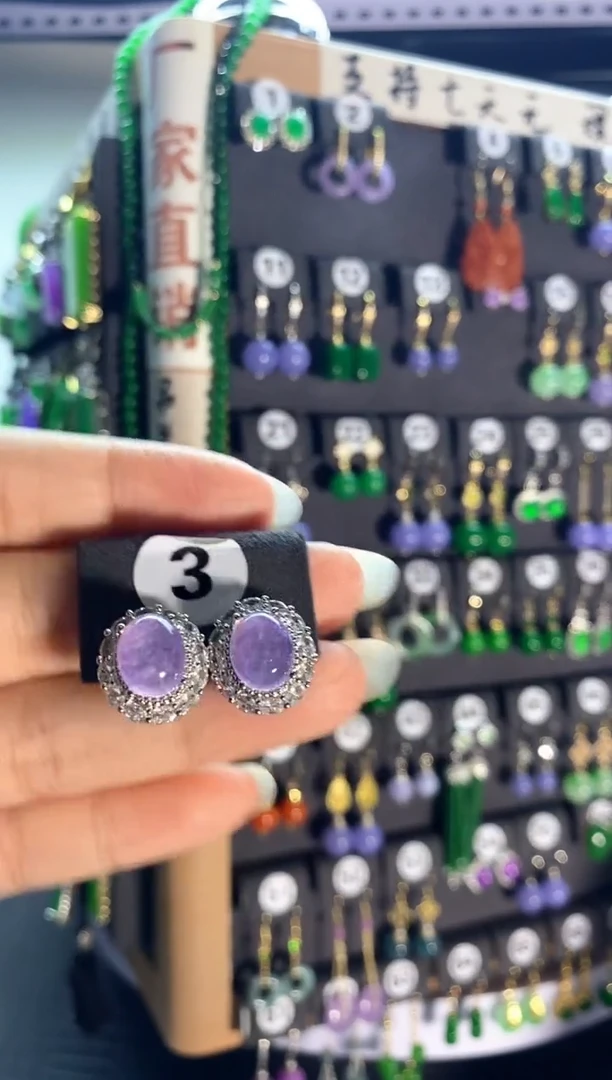 翡翠银S925镶嵌耳饰3.......