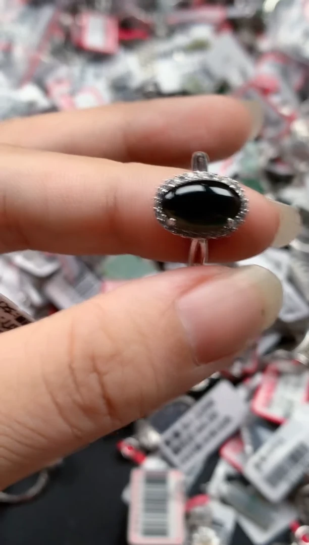 银S925镶嵌戒指翡翠天然A货缅甸翡翠