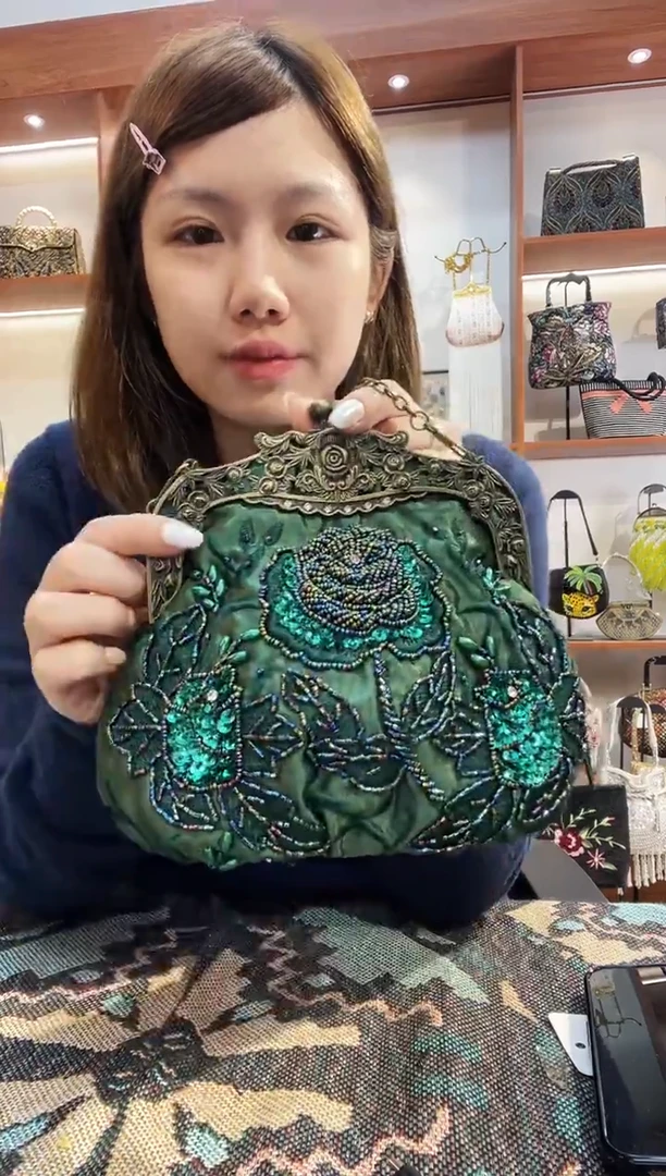 织物36号（多色可选）手工珠珠包包腋下斜跨包手拿包手提晚宴包