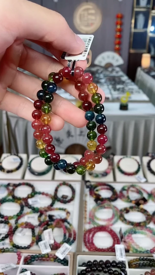 未镶嵌收藏级老矿碧玺单圈手串7mm+碧玺xion多样性发一条