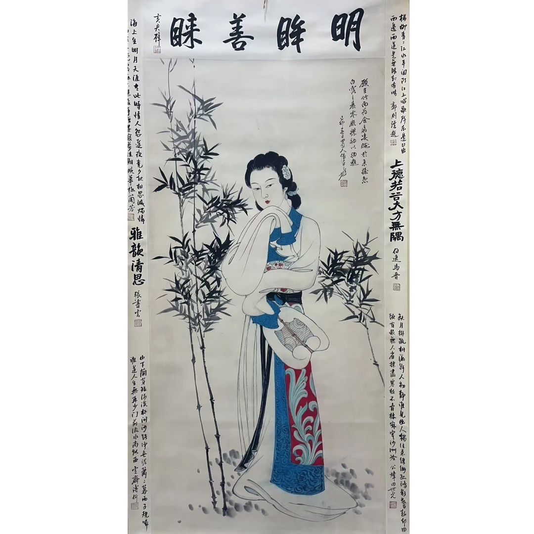 张老款 绘画人物立轴148×77 10.2平尺