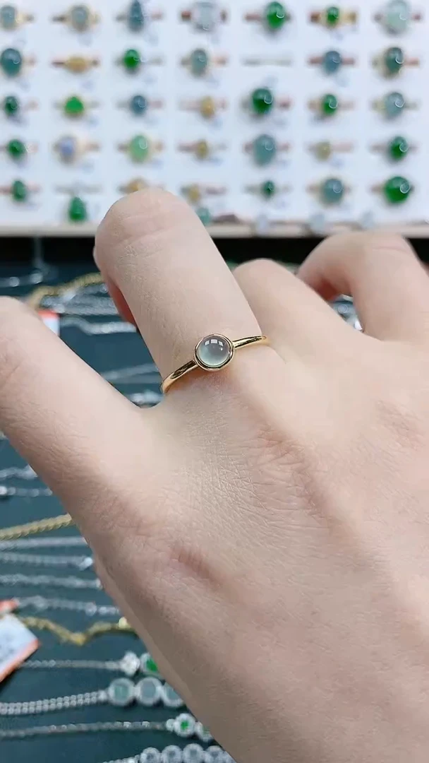 翡翠戒指银S925镶嵌天然翡翠