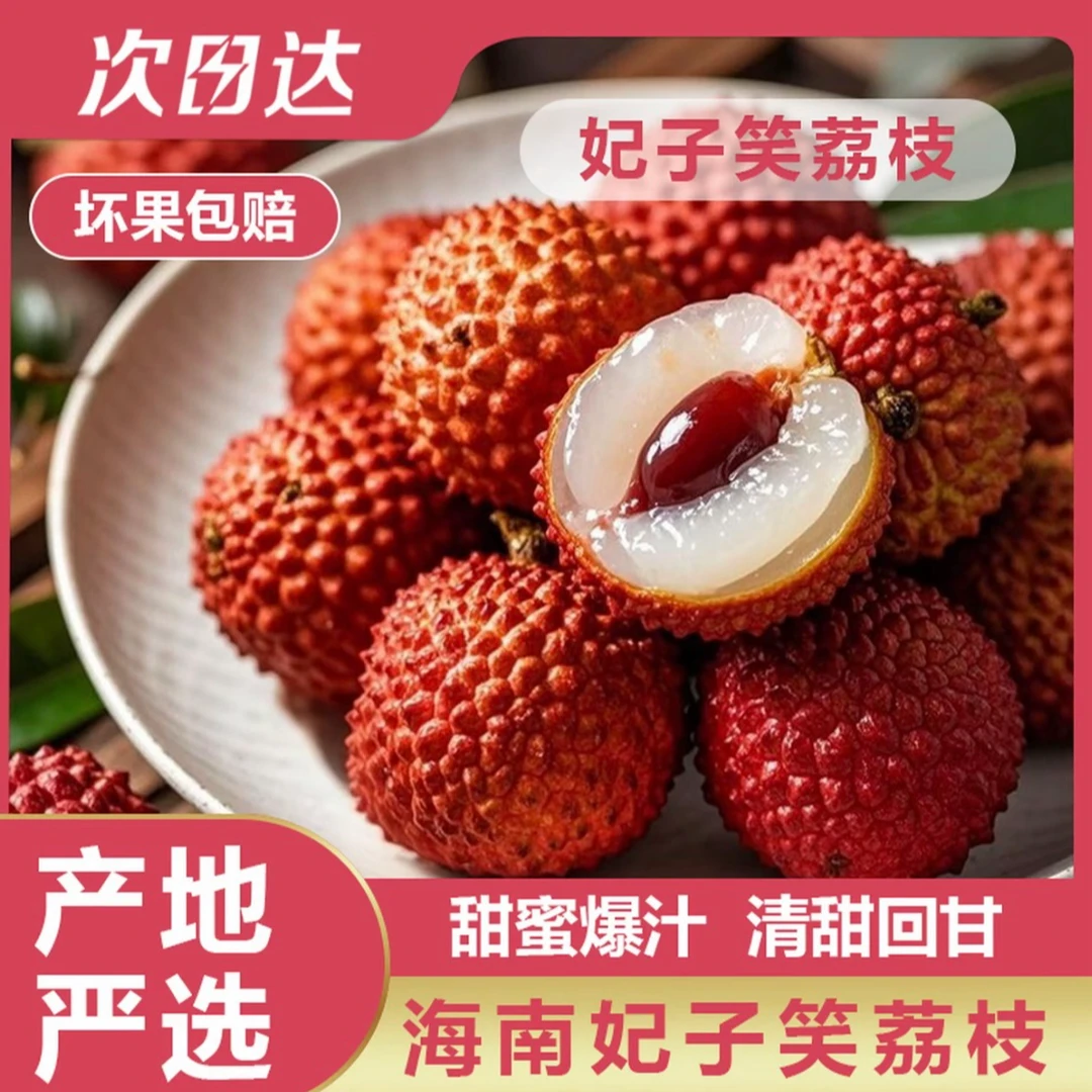 【官方特惠】正宗海南妃子笑荔枝   净重2.4斤 现拍现发 京东包邮 明日送达新鲜海南省