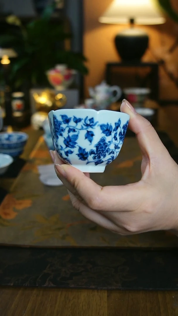 新品六方牡丹主人杯