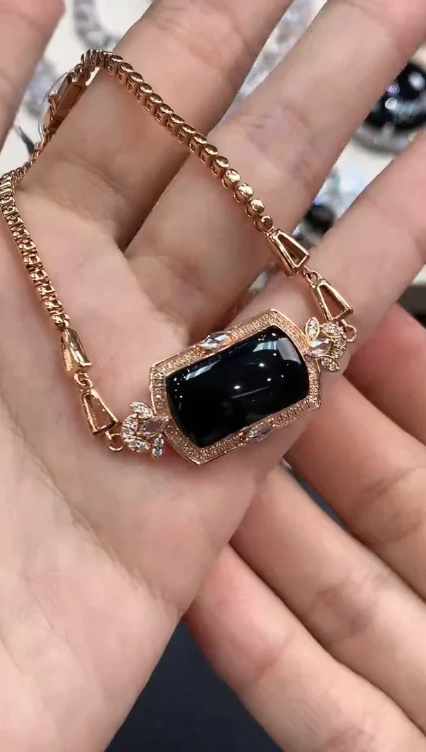 【闪购商品】翡翠手链18K金镶嵌  D68