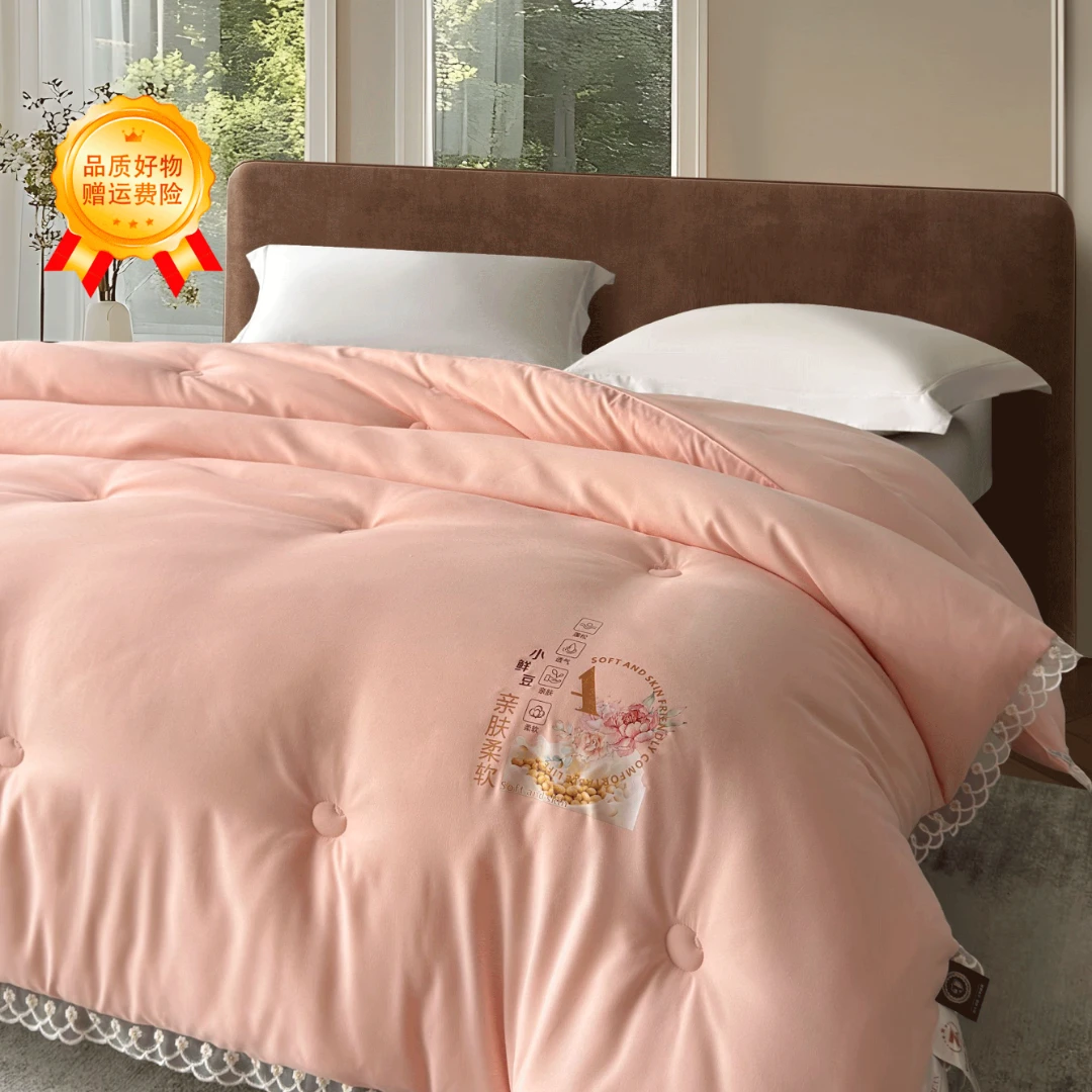 不老的爷爷亲肤柔软舒适加厚亲肤小鲜豆蕾丝花边秋冬被保暖亲肤