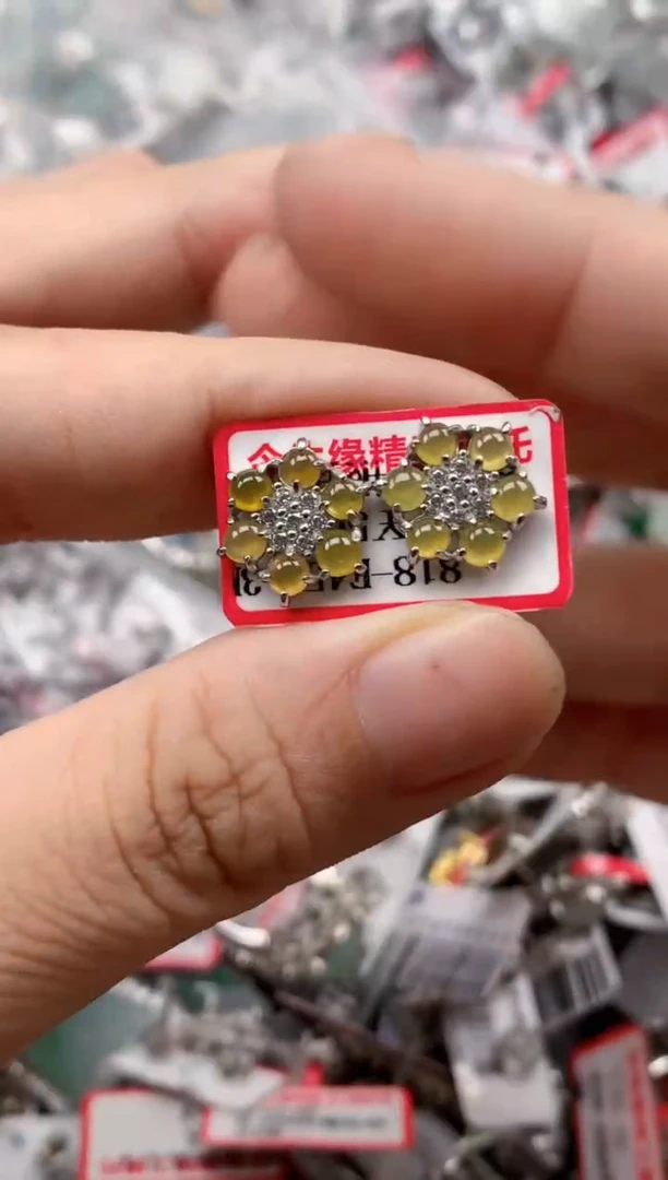 银S925镶嵌戒指翡翠天然A货缅甸翡翠