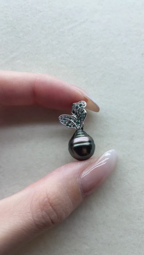 银S925镶嵌海水珍珠吊坠3