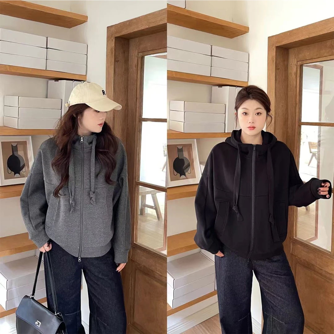 裂渡宣宣【英式特调】微胖大码女秋时尚百搭针织卫衣外套ZY509R20