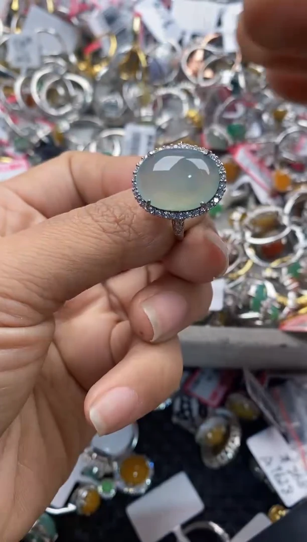 银S925镶嵌戒指翡翠6666----2