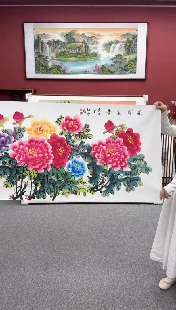 国画手绘 花开富贵 172*85