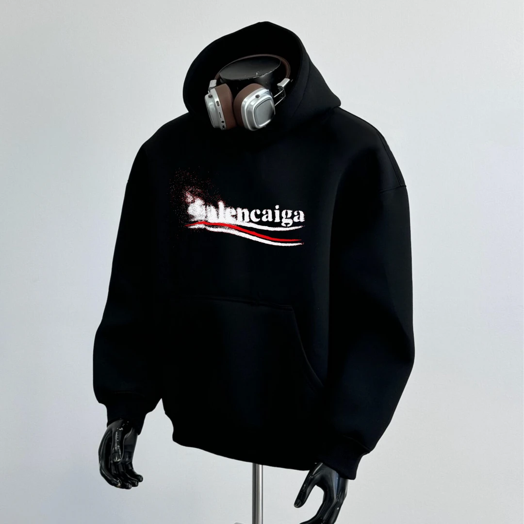 秋冬新款480克加绒加厚保暖 晕染可乐宽松休闲时尚男士连帽卫衣