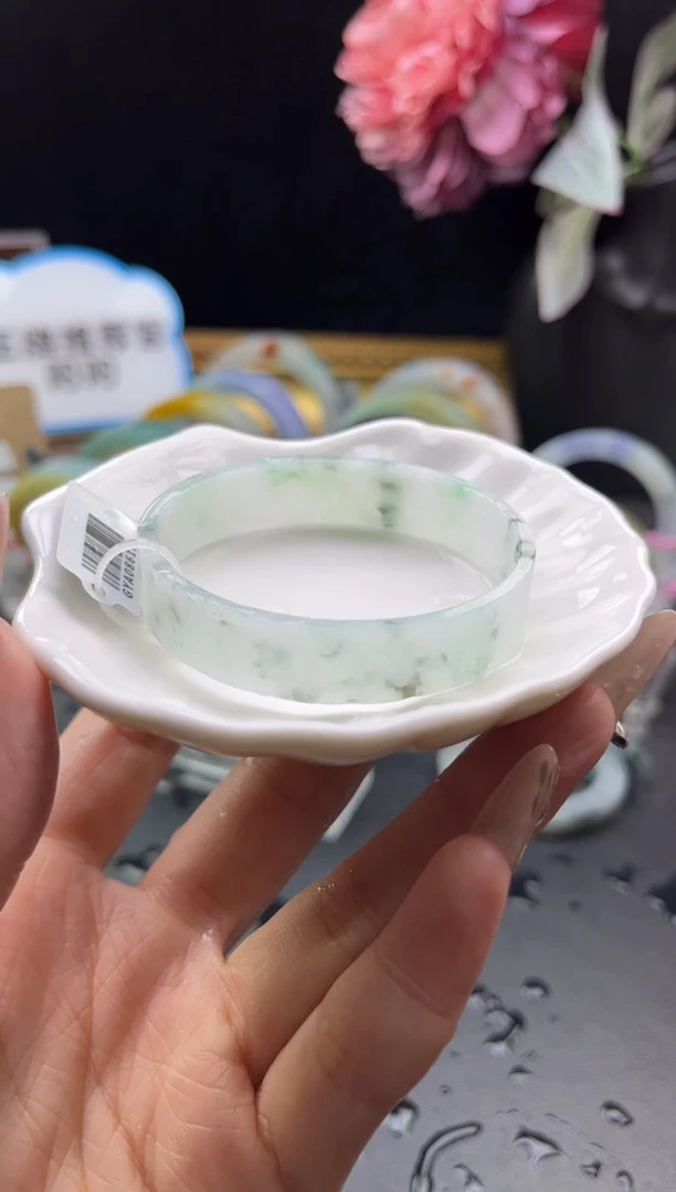 未镶嵌手镯定制翡翠54-55飘花强推「定制不退不换」