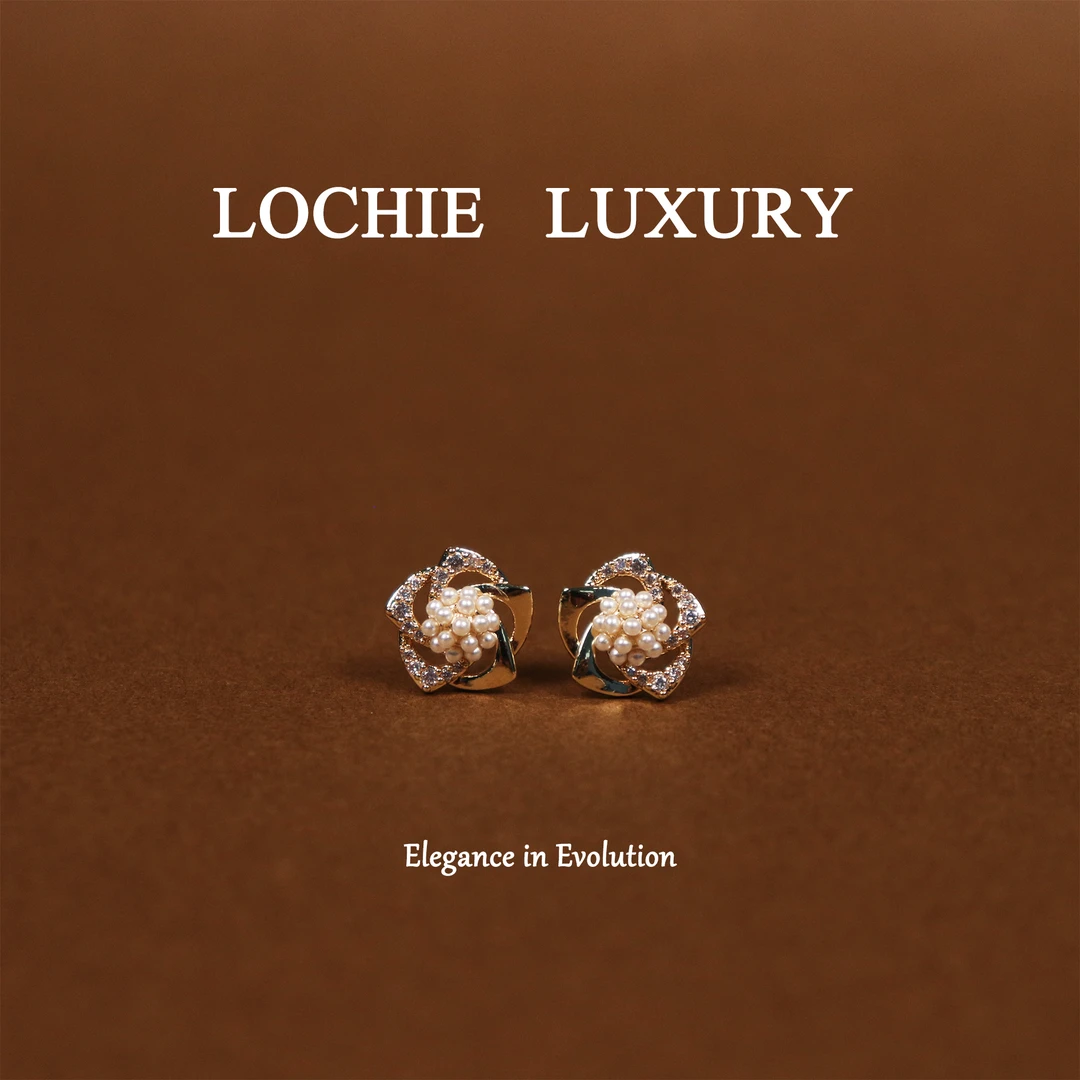 黄铜仿珍珠耳饰 【海棠回响】L456新中式时尚百搭复古海棠花耳钉