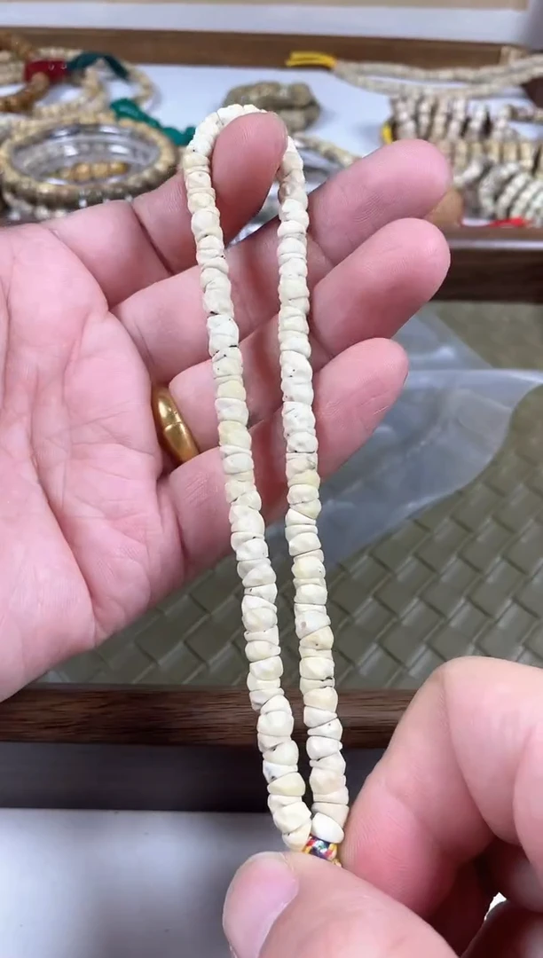 手串星月菩提原生态石玉料骨瓷白纯手工无相大肠6mm（找星星）