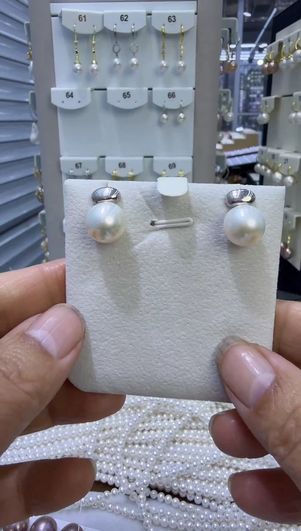 未镶嵌耳饰淡水珍珠噜**噜白珠耳钉