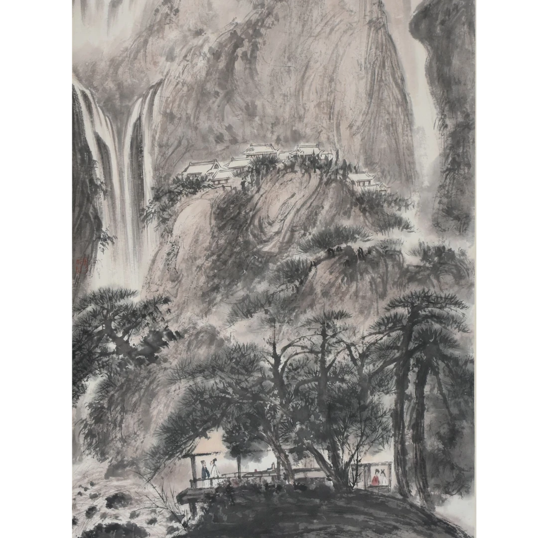 HM7002 山中一夜雨，树梢百重泉 140×68cm 纸本立轴 8.5平尺