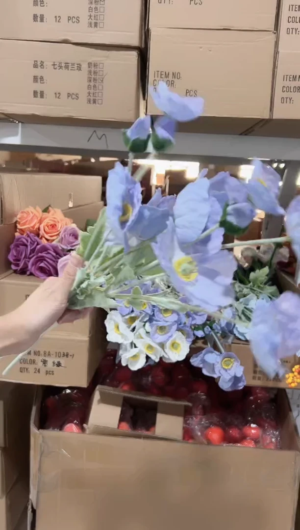 3枝紫色手感保湿虞美人