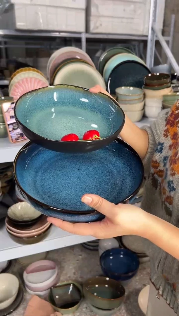 陶瓷外贸尾货瑕疵满20包邮X2深盘组合