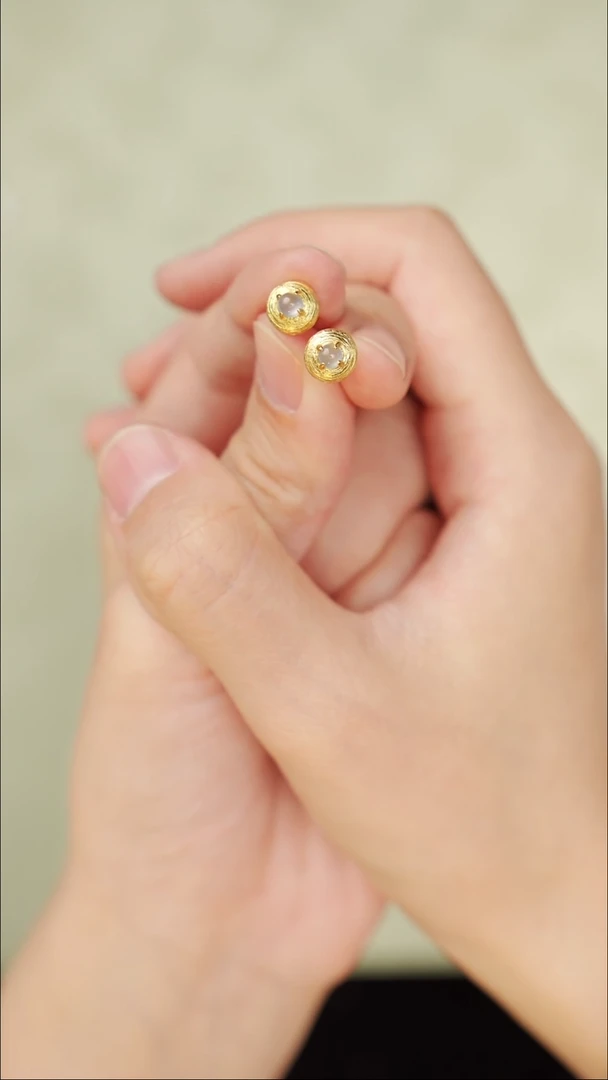 银S925镶嵌翡翠耳饰耳钉