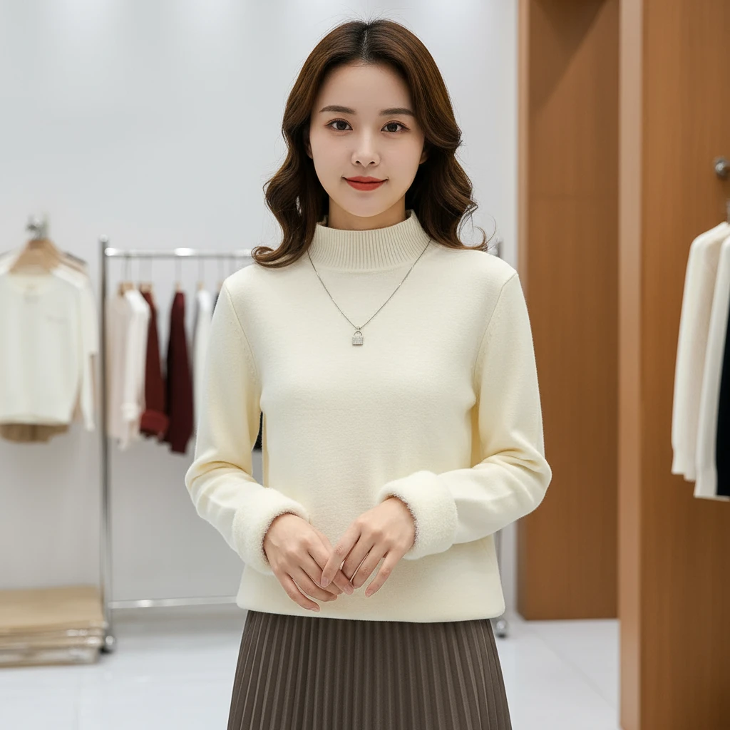 【6308】大漫甄选高定加绒高弹长袖针织衫J3111