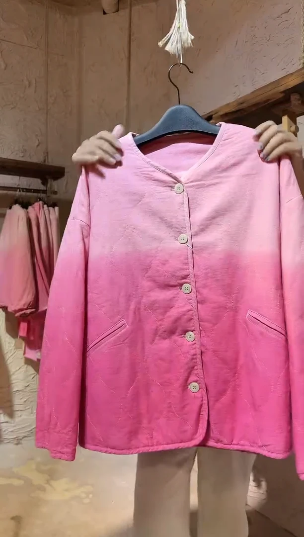 粉染植物染麻料棉服