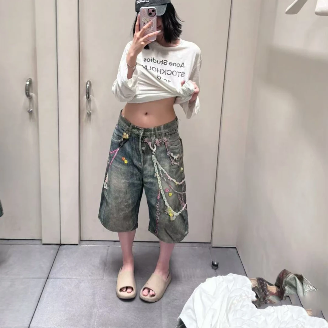 数码喷绘丝光棉质短裤中裤高清喷绘男女同款过膝