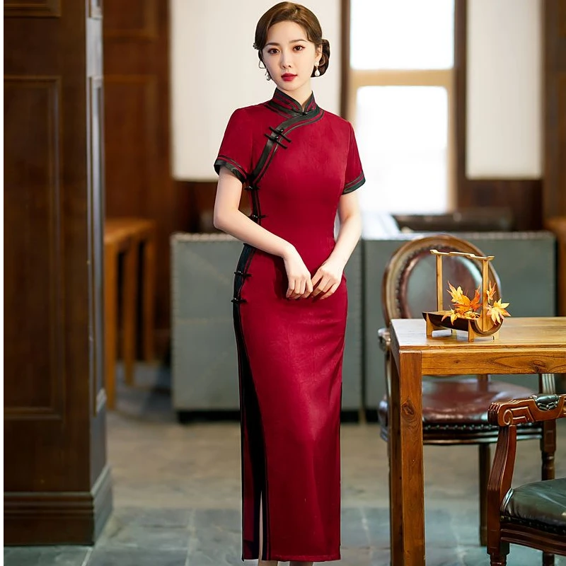 5民国风优雅中长款复古夏季显瘦中式旗袍大码女装喜婆婆2035