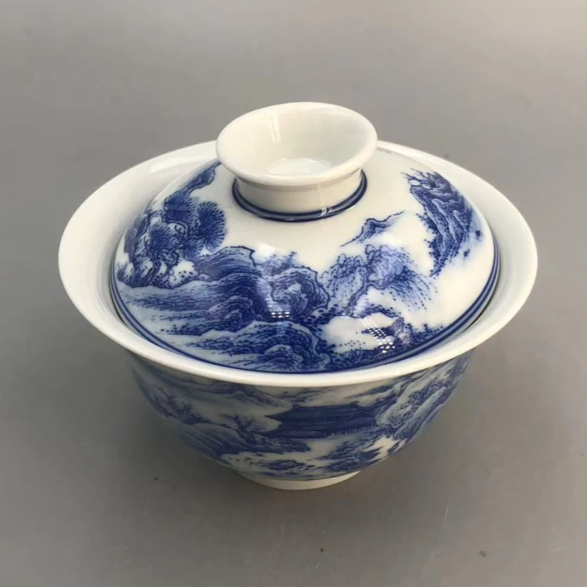 【占春生窑】山水盖碗1