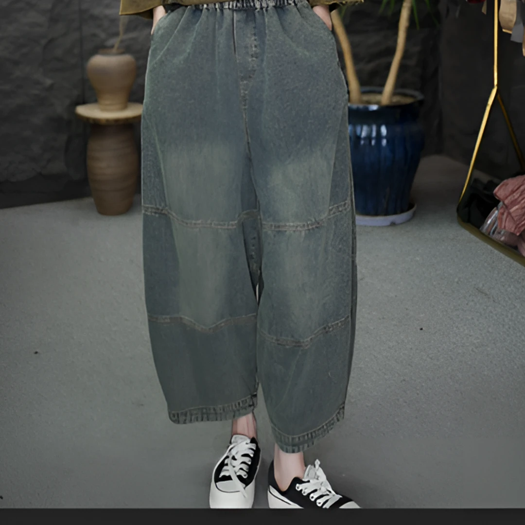 GG夏季新款多口袋褶皱工装牛仔短裤宽松直筒斑点水洗做旧