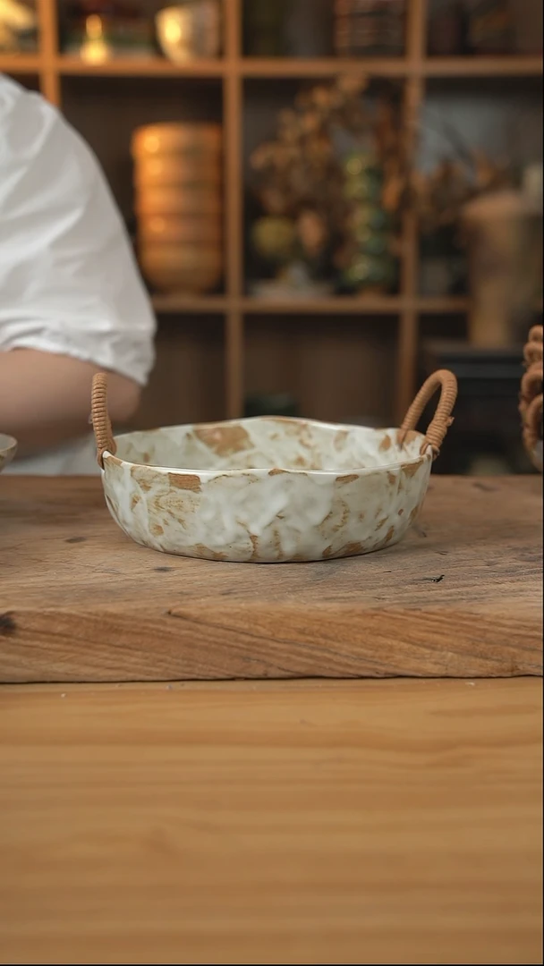 粉影系列的8英寸铠甲纹麻绳盘【壶