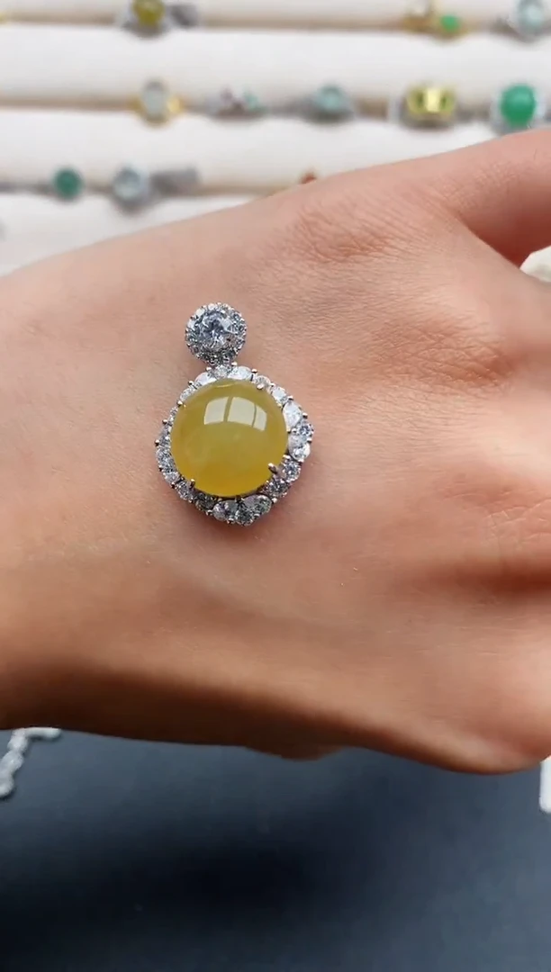 银S925镶嵌戒指翡翠天然缅甸A货翡翠33  6-