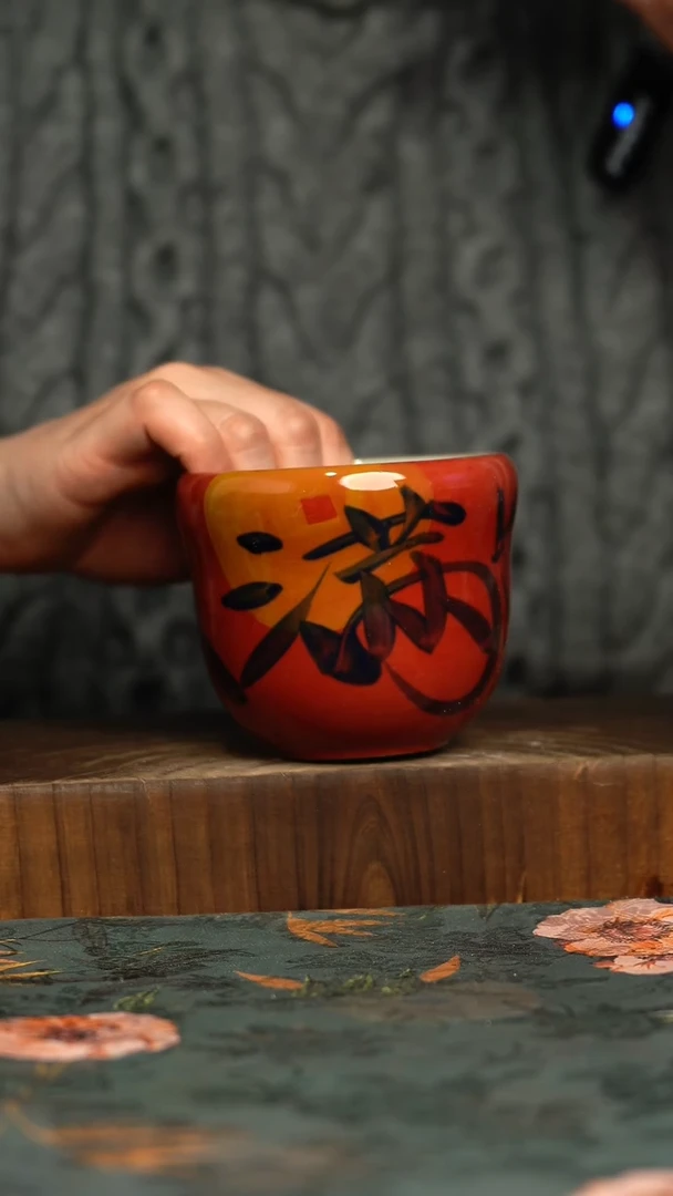 杯釉下彩手工手绘同款陶器
