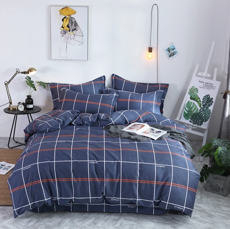 加强版男用98号蝌蚪四件套亲肤简约加厚单人学生宿舍棉被罩斜纹