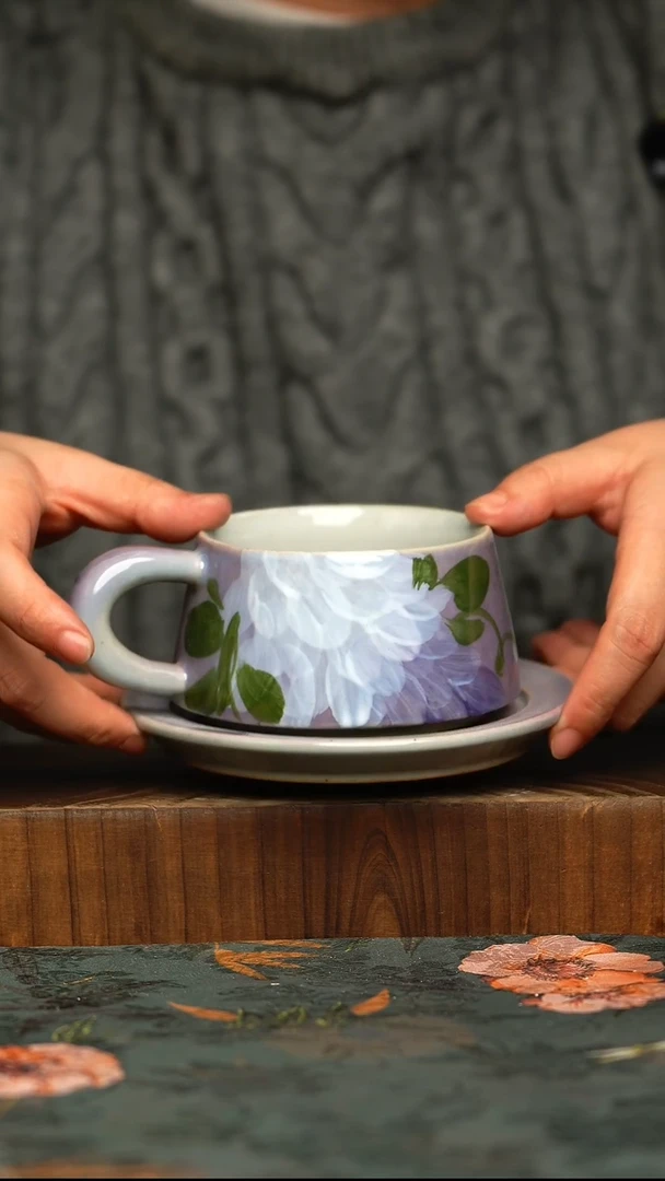 杯釉下彩手工手绘同款陶器
