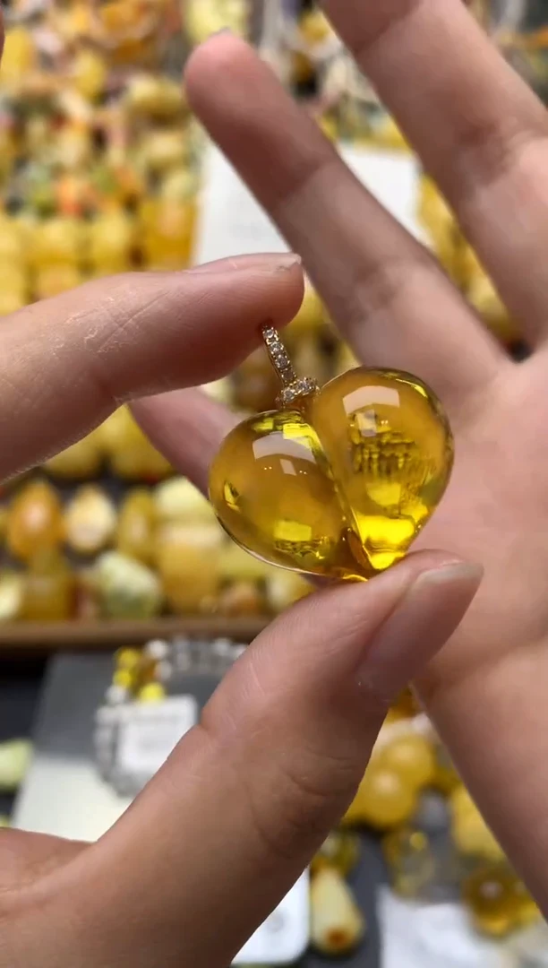 银S925镶嵌琥珀珠宝奇石113琥珀蜜蜡瑕疵品