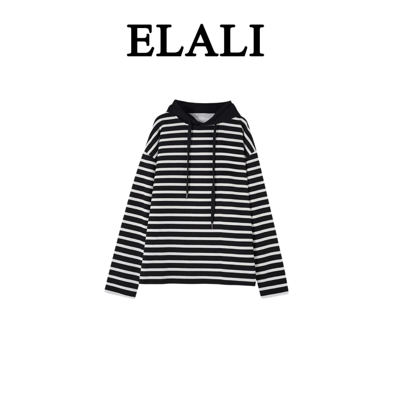 ELALI 时尚连帽百搭卫衣3263黑