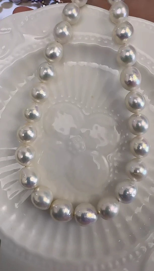 颈饰银S925镶嵌淡水珍珠极光